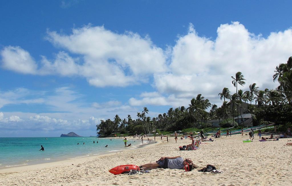 A file photo of Lanikai Beach in Kailua, Hawaii. Data from the State of Hawaii shows that more than 4,000 passengers from Canada visited the tropical chain of islands between Dec. 1, 2020, and Jan. 7, 2021.