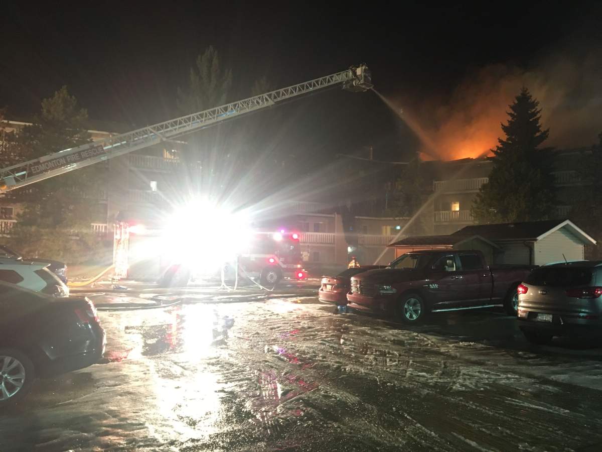 A fire at the Strathmore Manor apartment building (2911 109 St NW) in south Edmonton on Monday, November 18, 2019.