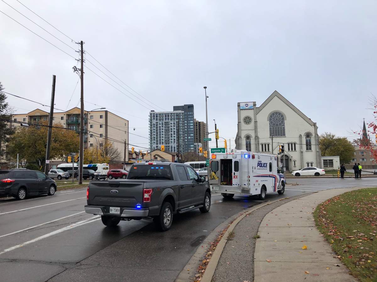 A collision prompted police to close a section of Adelaide Street south of King Street on Monday morning.
