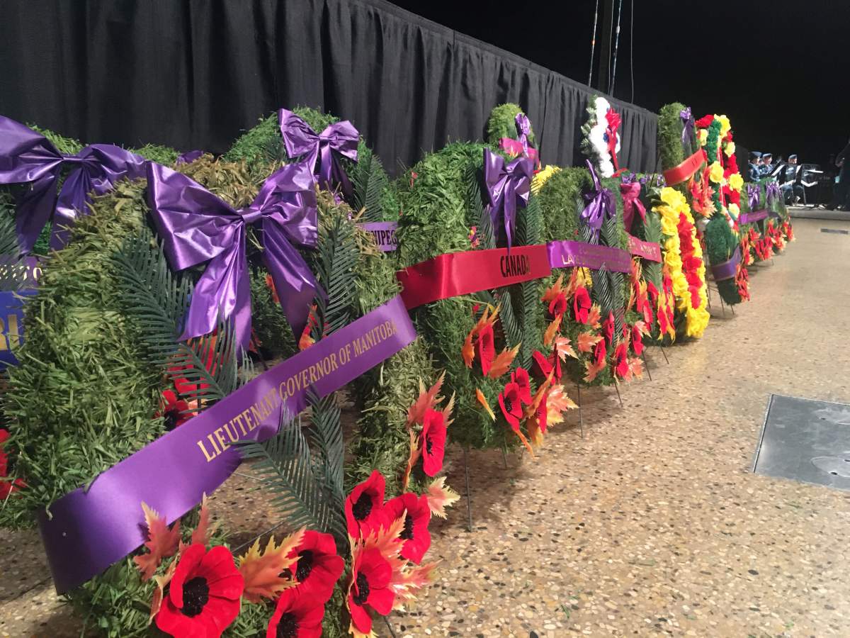 Wreaths at the RBC Convention Centre ceremony.