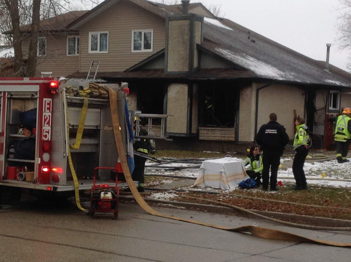 A fire at a home in Transcona sent two people to hospital Sunday afternoon.