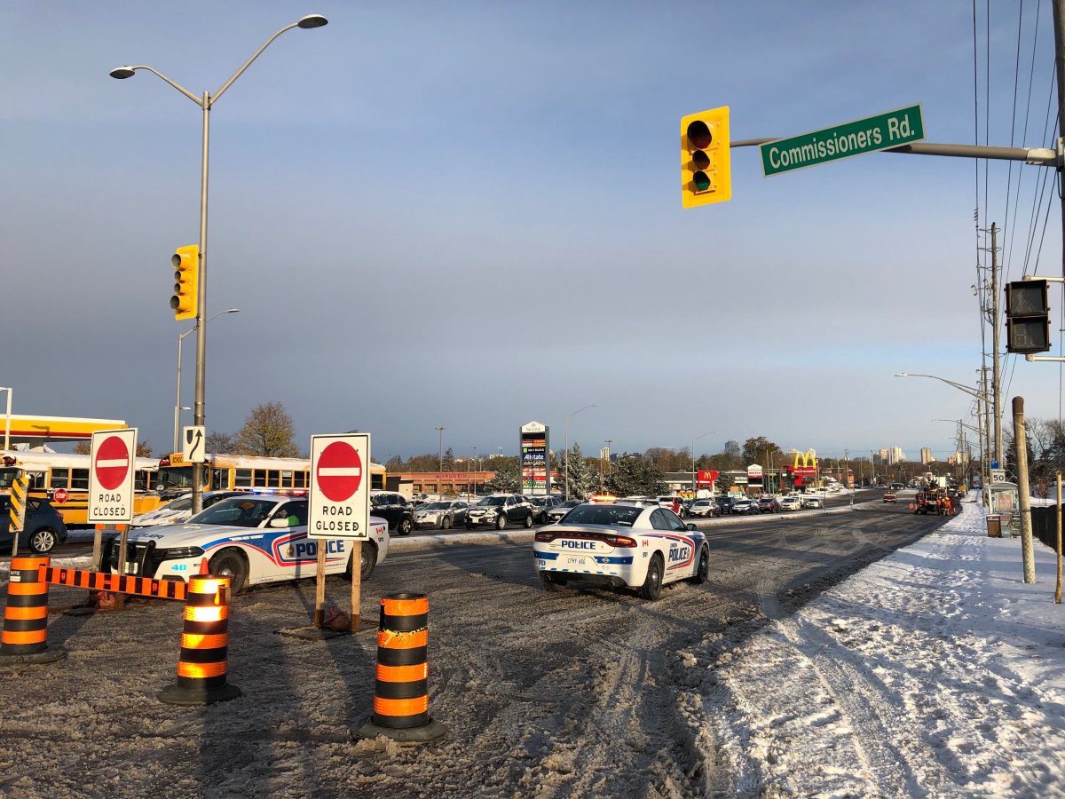 London police expect northbound Wellington Road to be closed between Commissioners and Baseline roads for the rest of Tuesday morning.