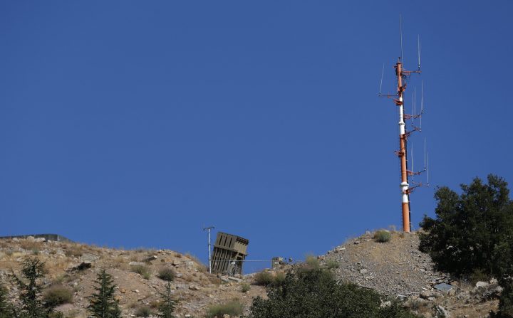 A general view shows an Israeli Iron Dome deployed near the Israeli-Syrian border, in the Golan Heights, north of Israel, 25 August 2019.