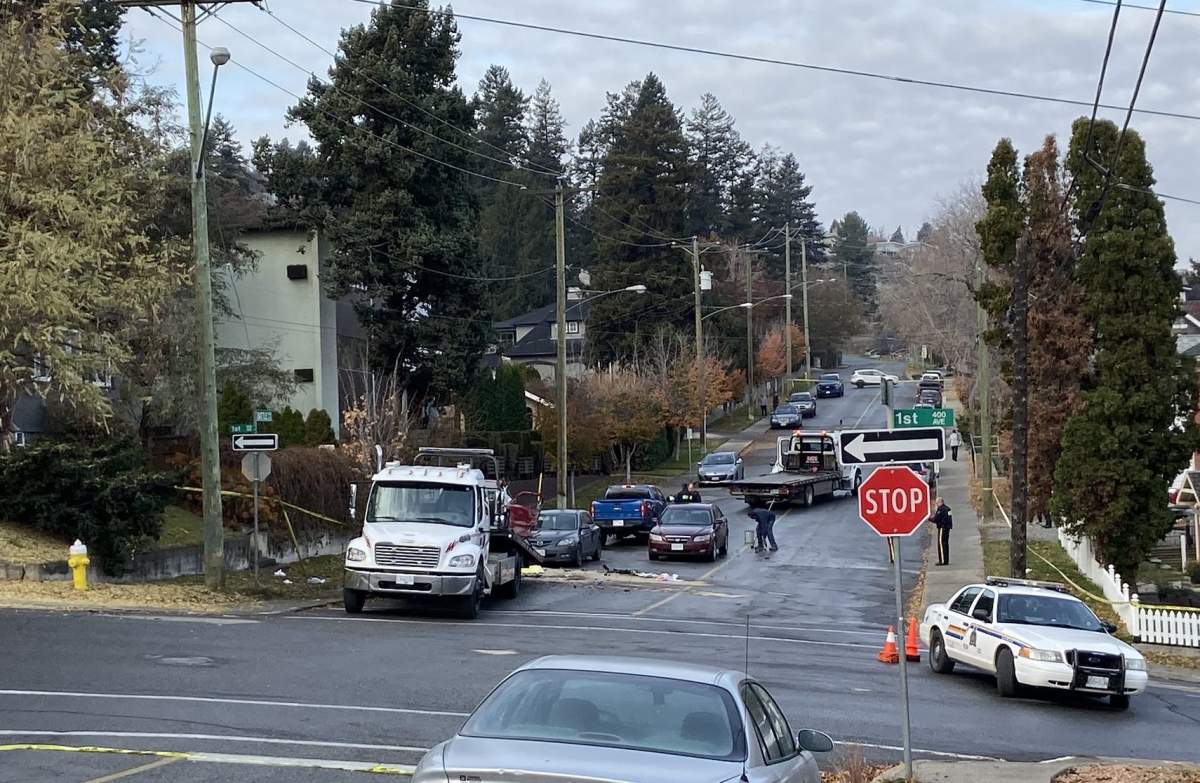 Police at the scene of a fatal hit-and-run in Kamloops on Nov. 3, 2019.