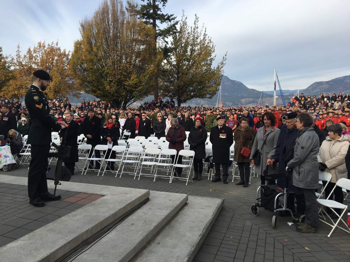 The crowd gathered at Kelowna’s City Park to mark Remembrance Day.