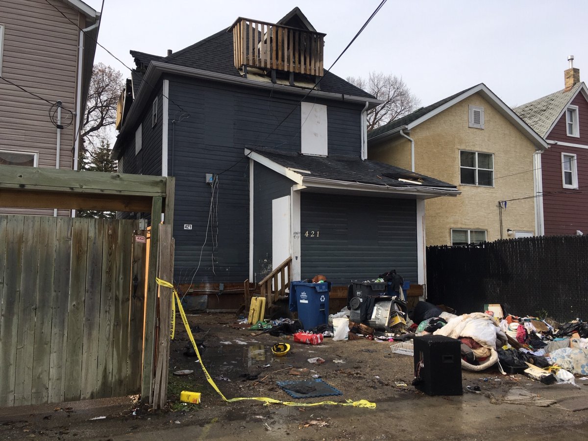 A damaged Langside Street home that burnt Sunday morning. 
