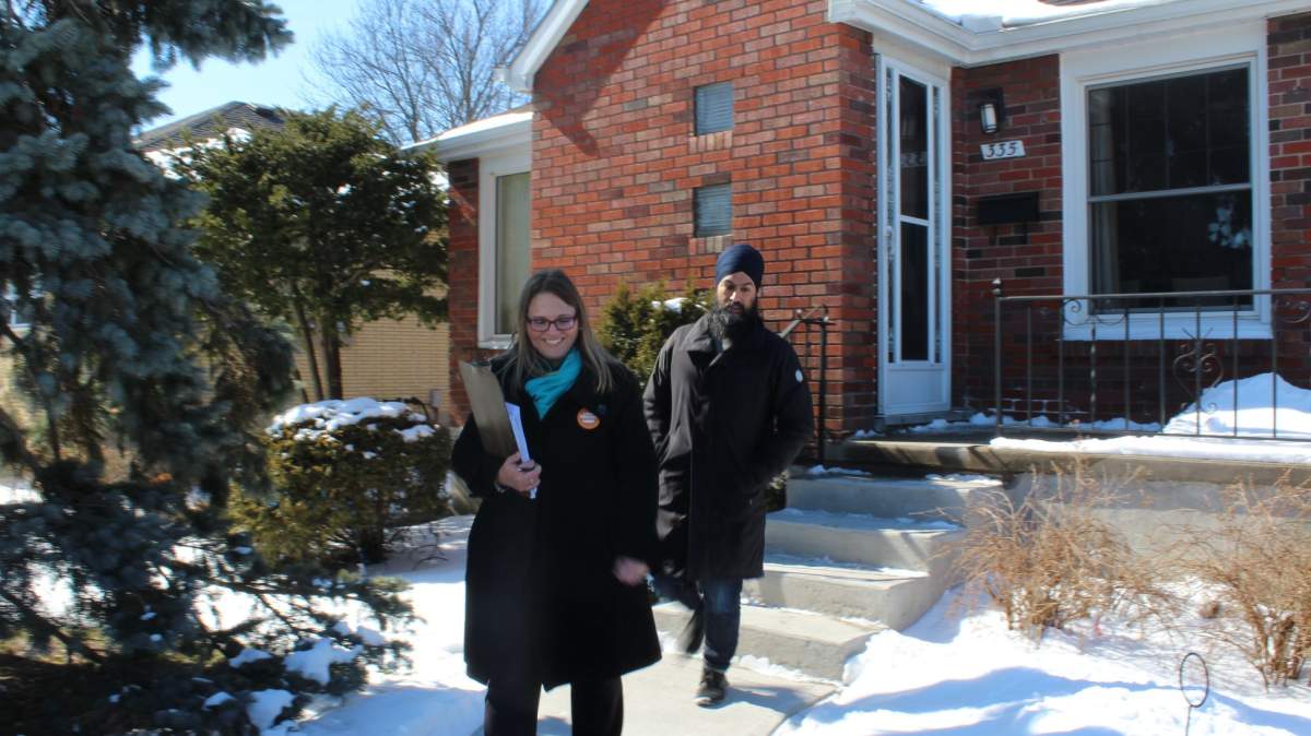 NDP MP Lindsay Mathyssen and NDP leader Jagmeet Singh. (Facebook)