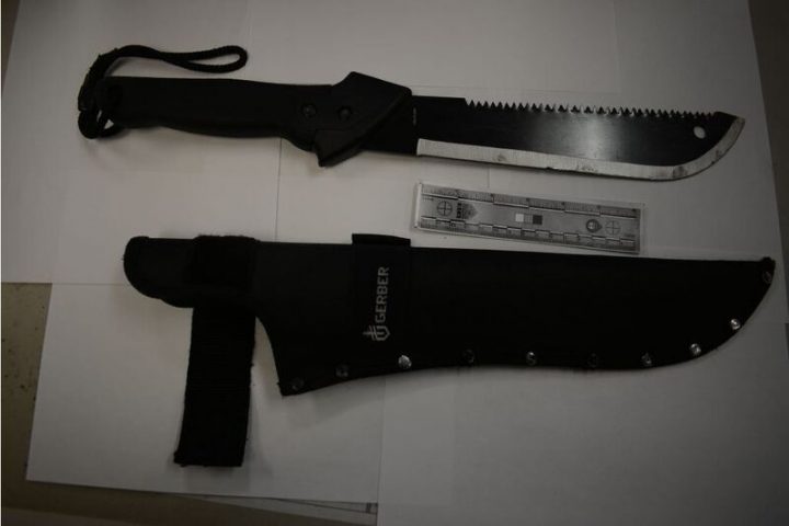 Police said this machete was recovered when the boys were arrested.