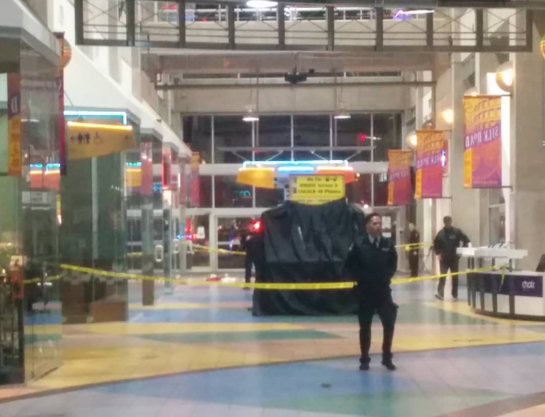 The scene of a stabbing in the International Village Mall in the Downtown Eastside on Monday, Nov. 4, 2019. 