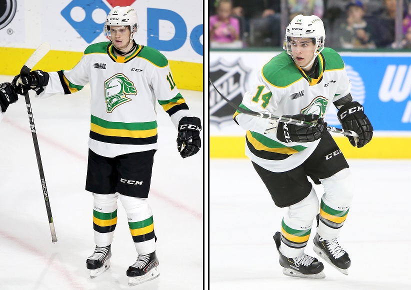 London Knights forwards Connor McMichael and Luke Evangelista live with the same billet family.
