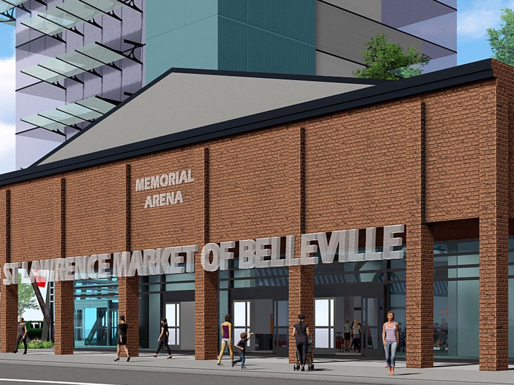 Pictured is a rendering of the new facade of the Memorial Arena which would be part of the new St. Lawrence Market of Belleville development.