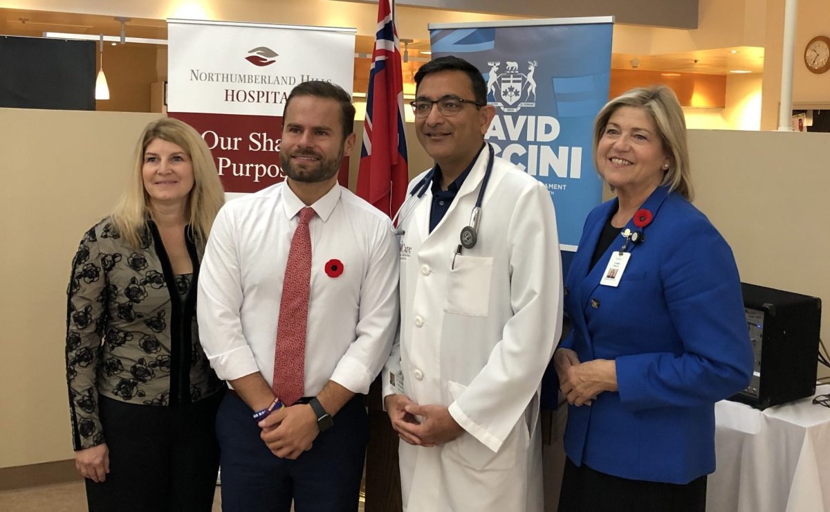 Northumberland-Peterborough South MPP David Piccini, second from left, announced $3.79M for Northumberland Hills Hospital on Friday.