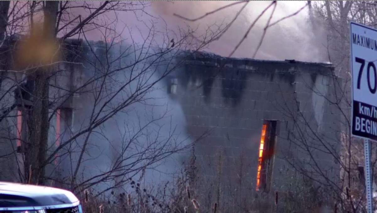 Police say a body was found inside a burning structure southwest of Niagara Falls on Nov. 24, 2019.