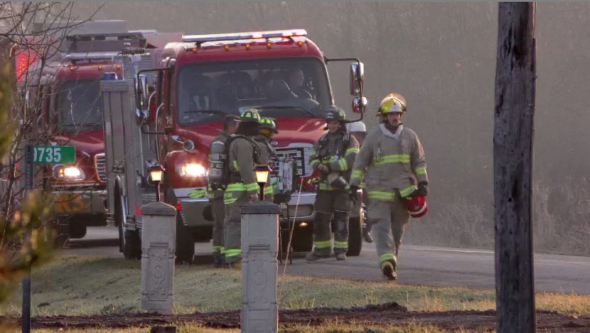 Firefighters putting down a blaze in Niagara Falls on Nov. 24, 2019.