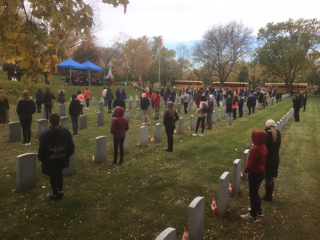 Poppies were laid on the gravestones of veterans buried at Woodland Cemetery.