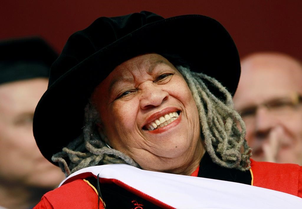 In this May 15, 2011 file photo, Pulitzer and Nobel Prize-winning author Toni Morrison smiles after delivering a speech during the Rutgers University commencement ceremony in Piscataway, N.J. (AP Photo/Julio Cortez, File)