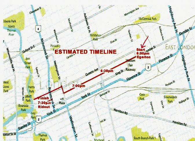 The route for the 63rd London Santa Claus Parade.