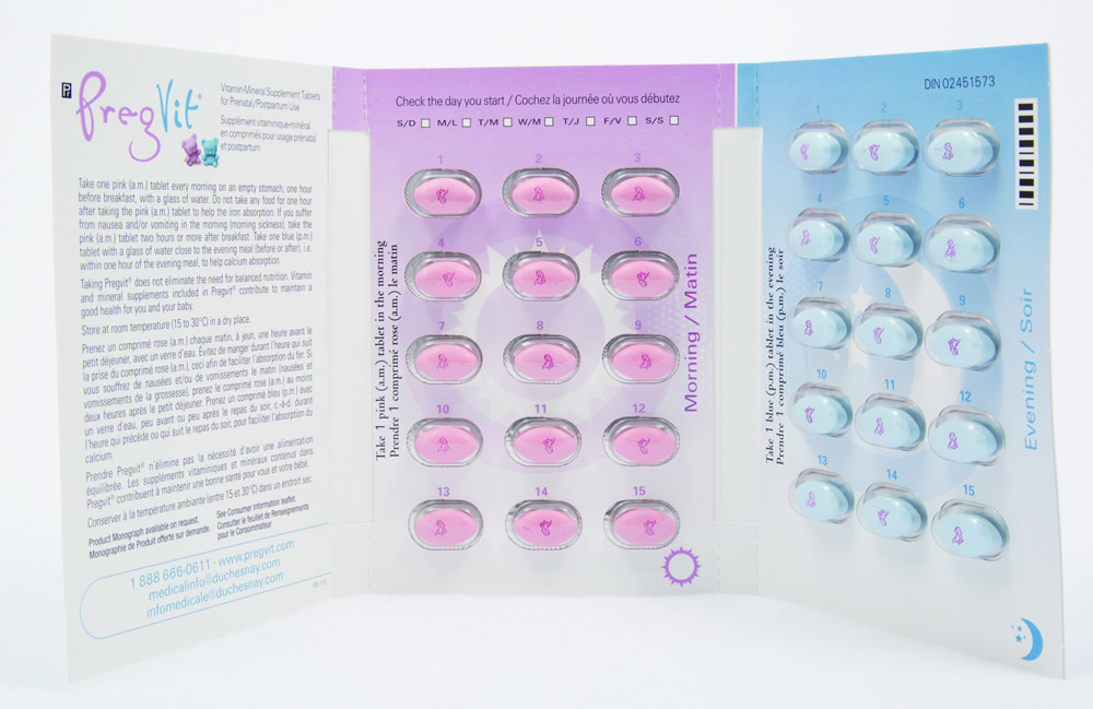 Some packages of PregVit and PregVit folic 5 vitamin-mineral supplements  only contain the morning tablets, according to Health Canada.