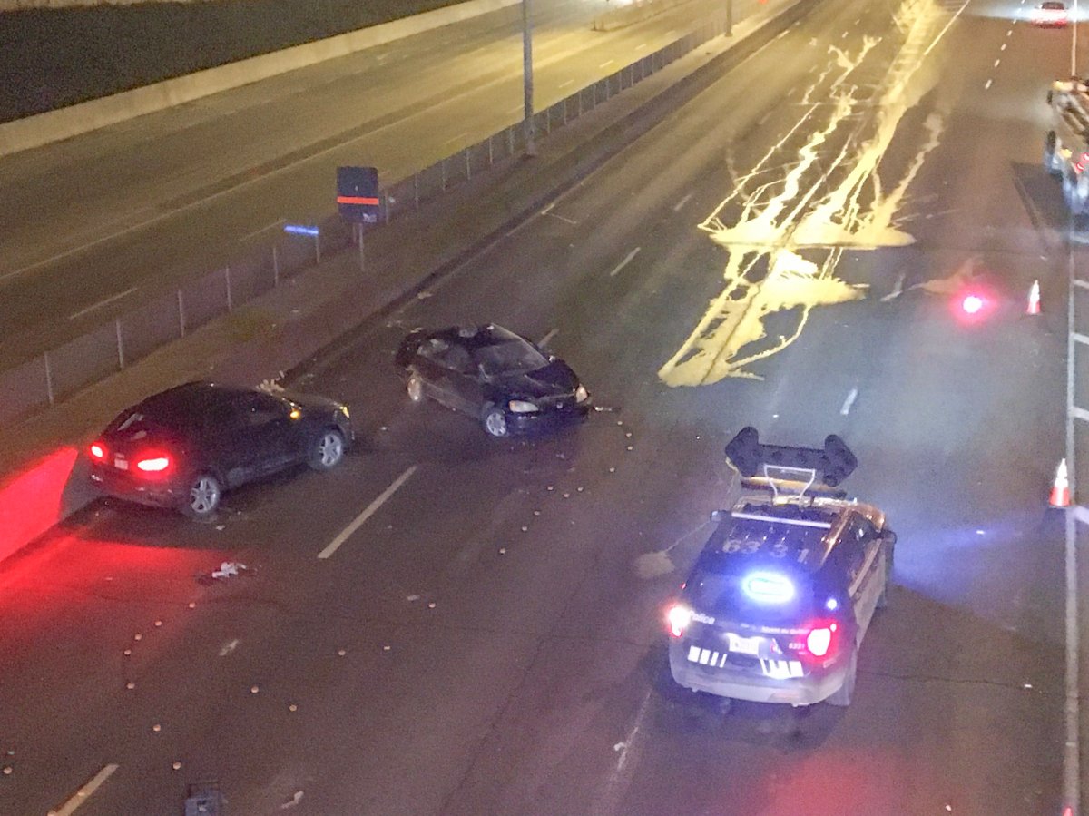 The Sûreté du Québec at the site of a crash on Montreal's Highway 15. Tuesday November 26, 2019.