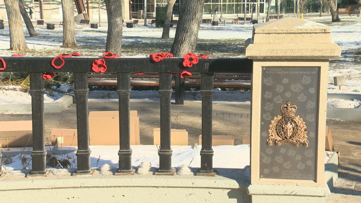 The new plaque dedicated to the RCMP at Regina's cenotaph in Victoria Park. 