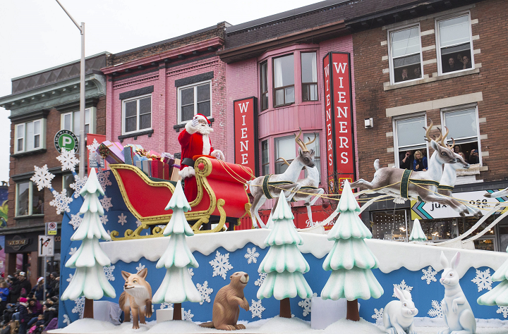 Santa makes his way through the annual Toronto Santa Claus parade on Nov. 18, 2018.