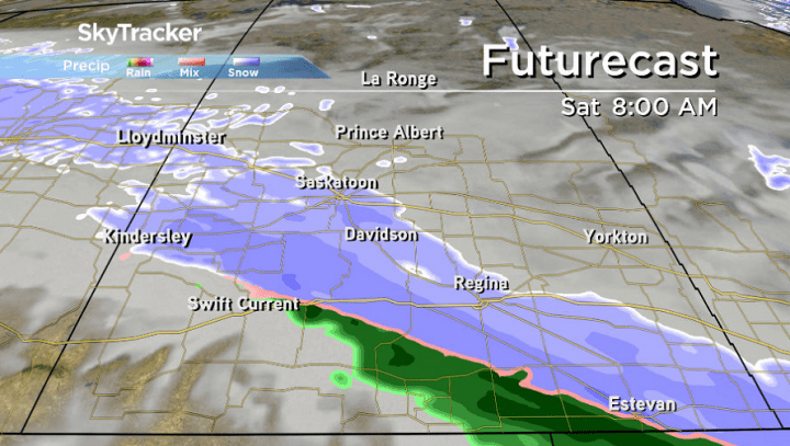 Snow slides in across the region during the day on Saturday.