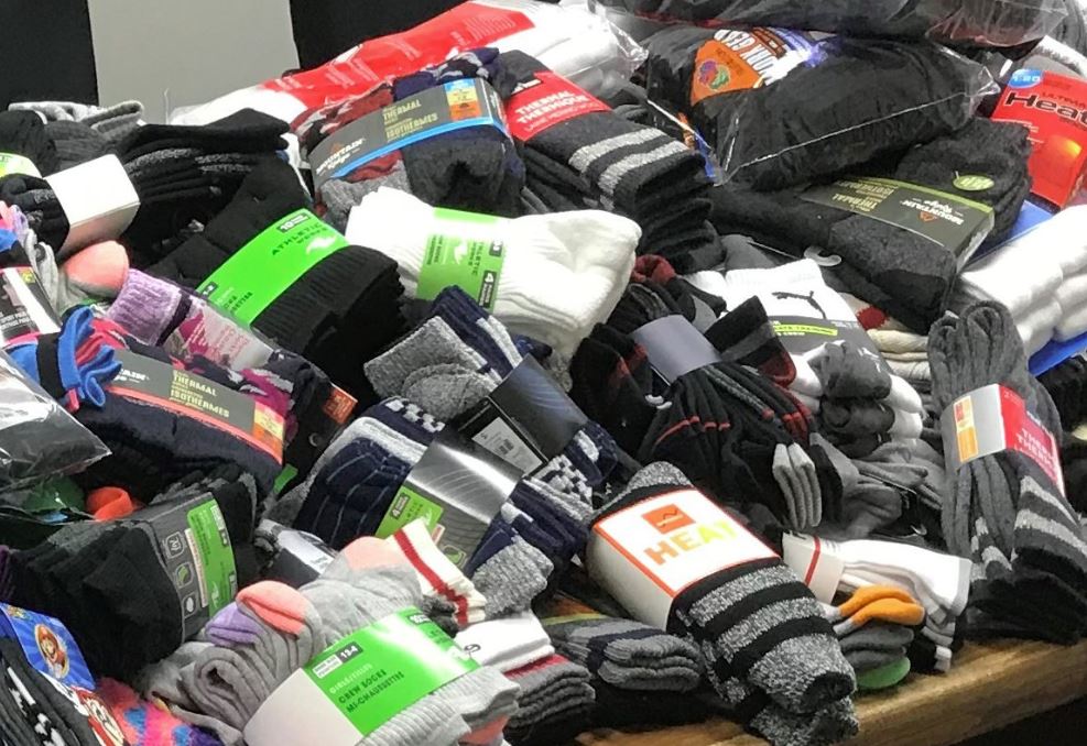 London police officers collected more than 1,800 pairs of socks over the last month.
