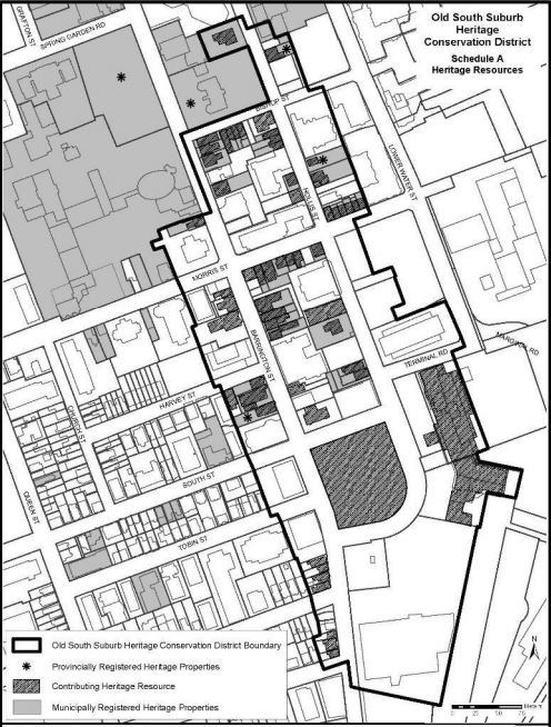 A map of the proposed Old South Suburb Heritage Conservation District in Halifax, N.S.