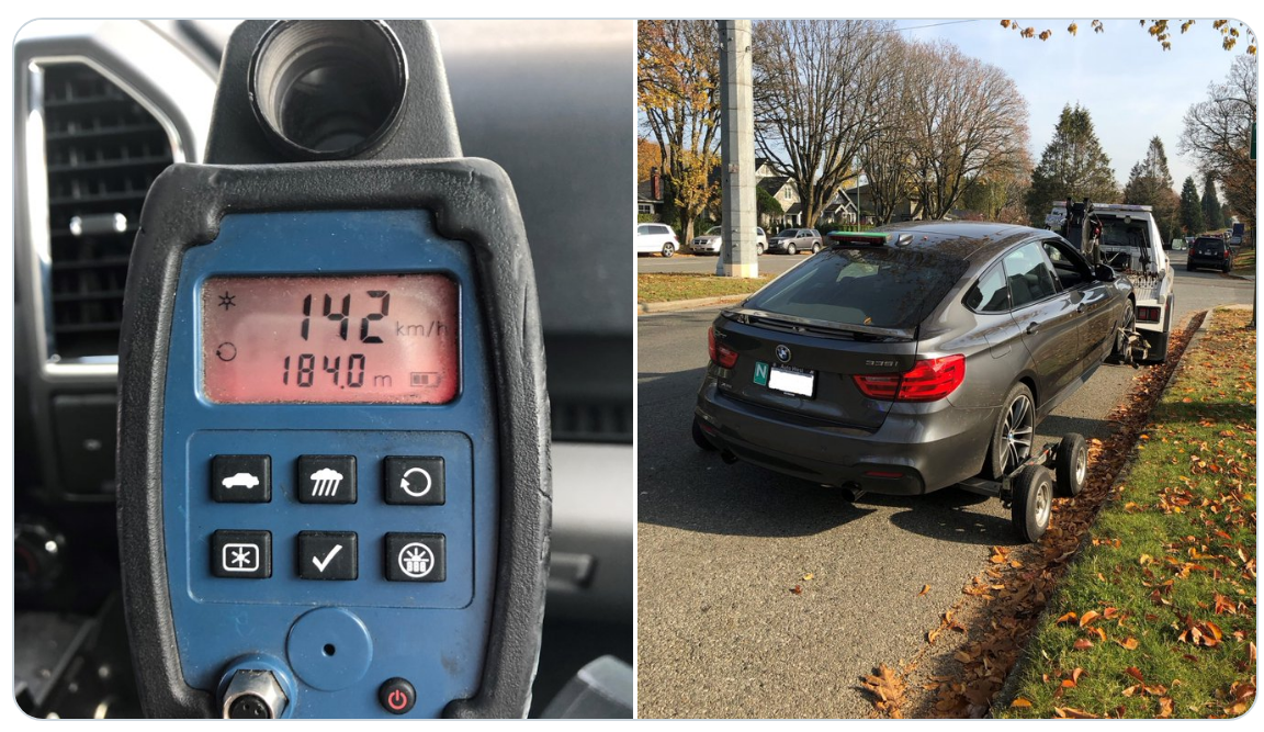 Vancouver police say this vehicle was clocked at 142 km/h near an elementary school on Monday. 
