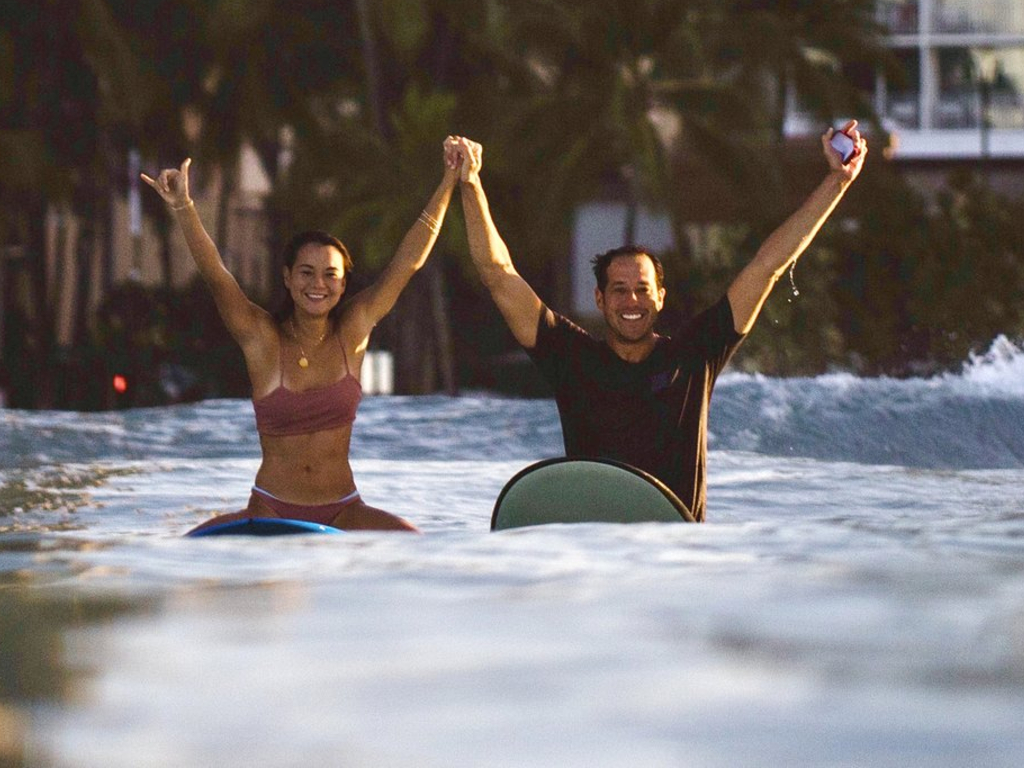 The newly engaged couple, Lauren Oiye and Chris Garth, posed for a post-engagement photo.