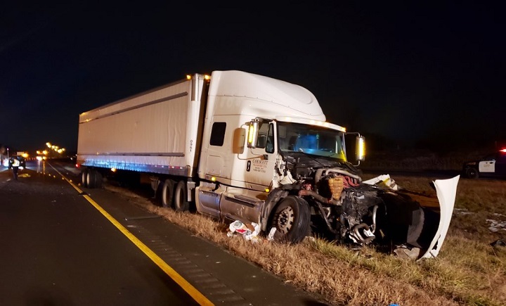 A photo from the crash scene on Highway 406 near St. Catharines.