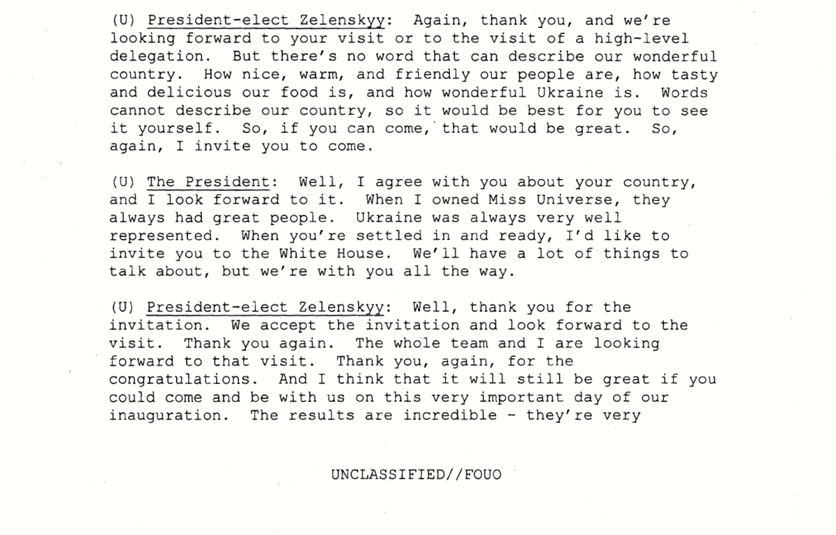 White House releases record of Trump-Zelenskiy phone call - image