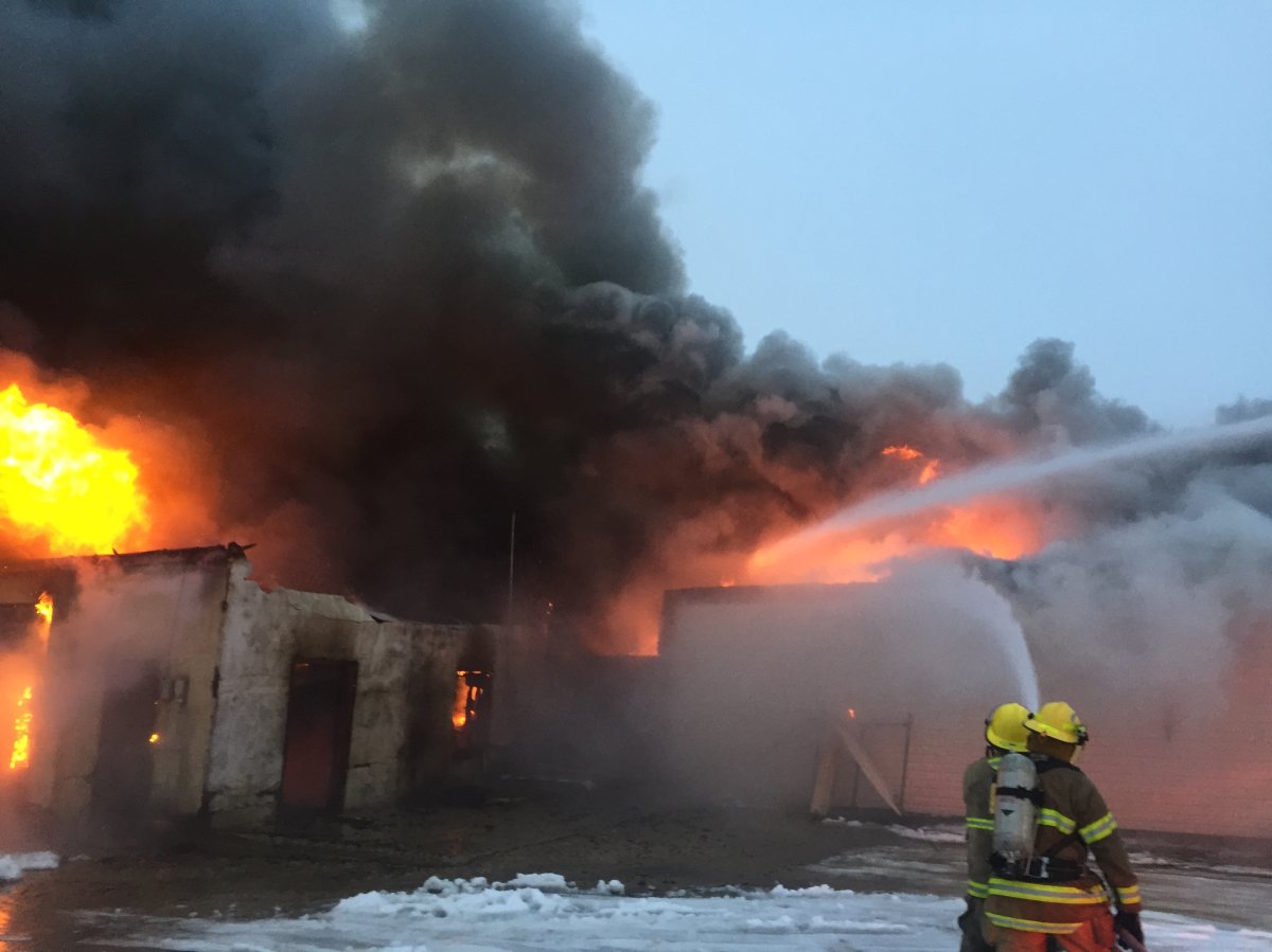 Fire crews responded after a fire at Westlock Home Furnishers in Westlock, Alta. on Nov. 15, 2019.