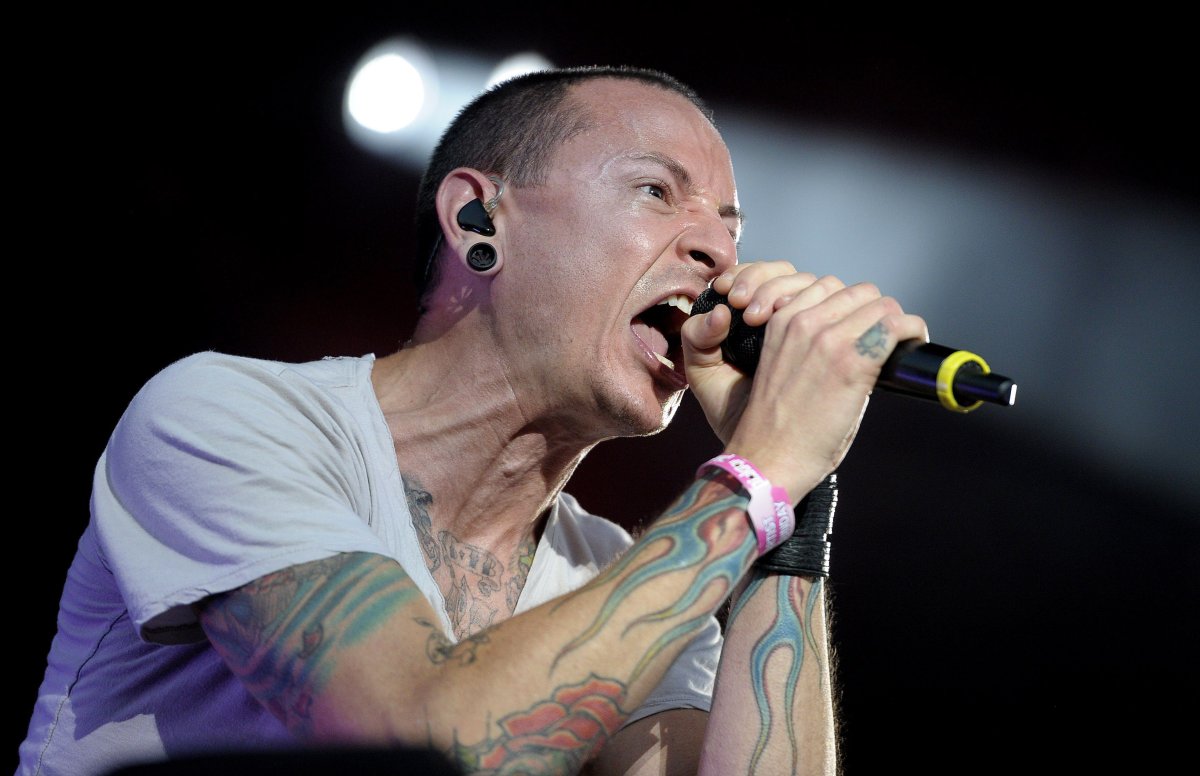 Chester Bennington of Linkin Park performs during the second day of the 43rd edition of the Pinkpop Music Festival in Landgraaf, Netherlands, on May 27, 2012.
