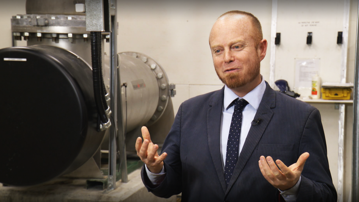 Whistler Mayor Jack Crompton speaks to Global News in an interview at a water treatment plant on Dec. 9, 2019.
