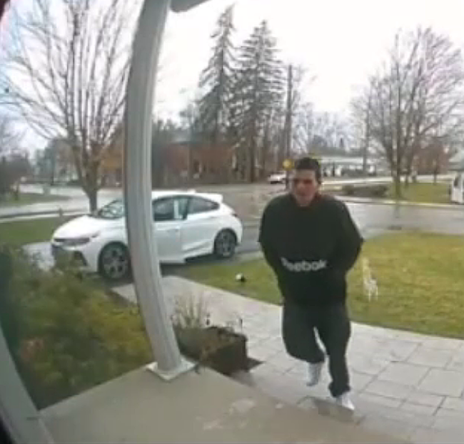 Ontario Provincial Police are asking for the public's help identifying this man, who was caught on surveillance camera taking a package from an Ingersoll, Ont., porch.