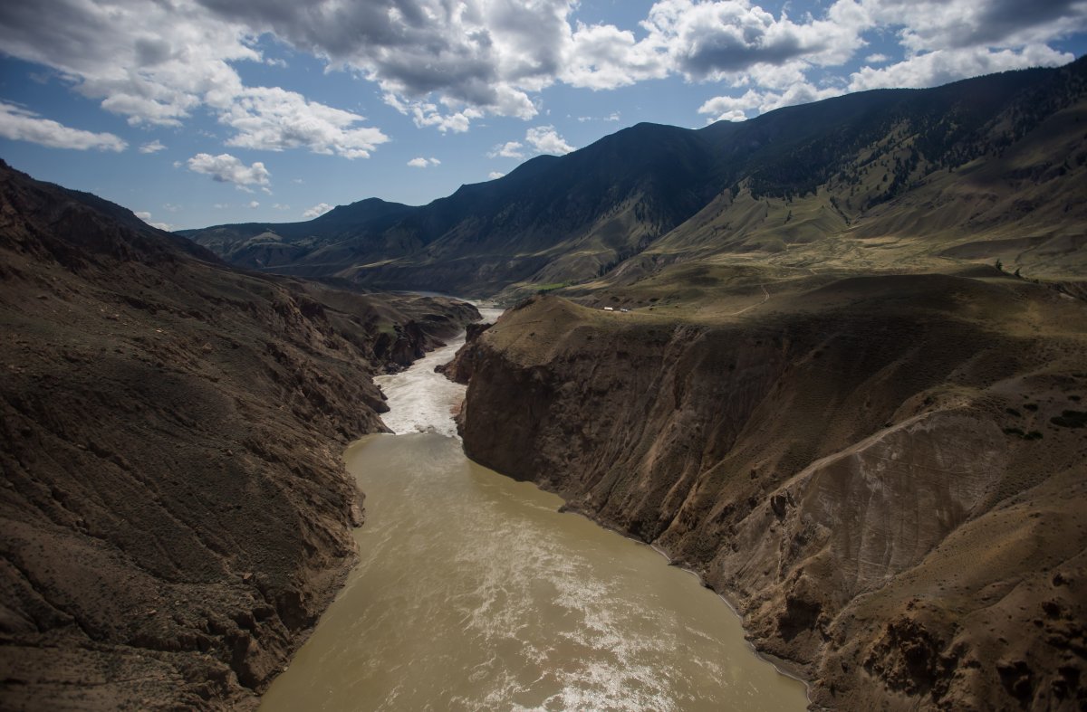 The site of a massive rock slide is seen on the Fraser River near Big Bar, west of Clinton, B.C., on Wednesday July 24, 2019. 
