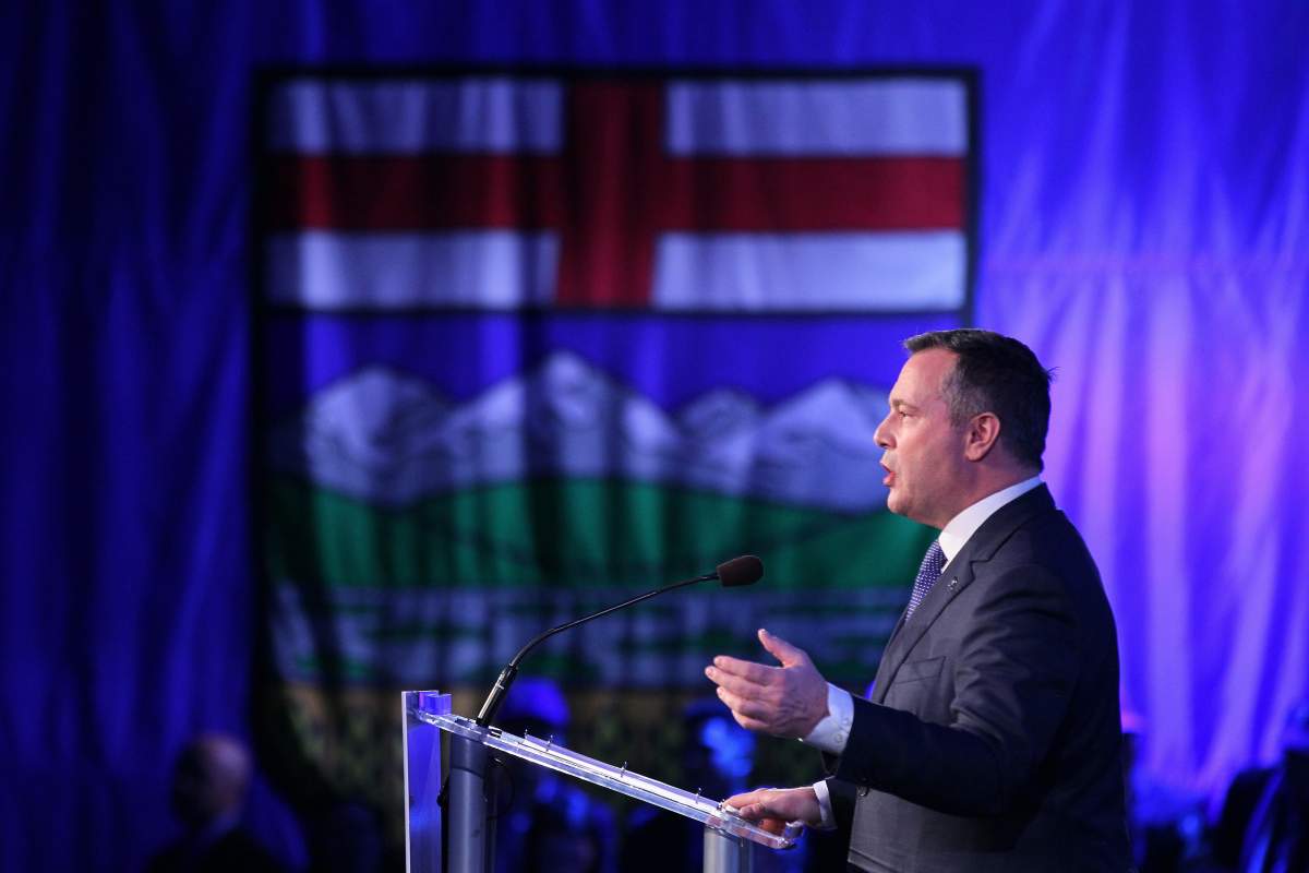 Alberta Premier Jason Kenney delivers his address to the Alberta United Conservative Party annual general meeting in Calgary, Alta., Saturday, Nov. 30, 2019. 