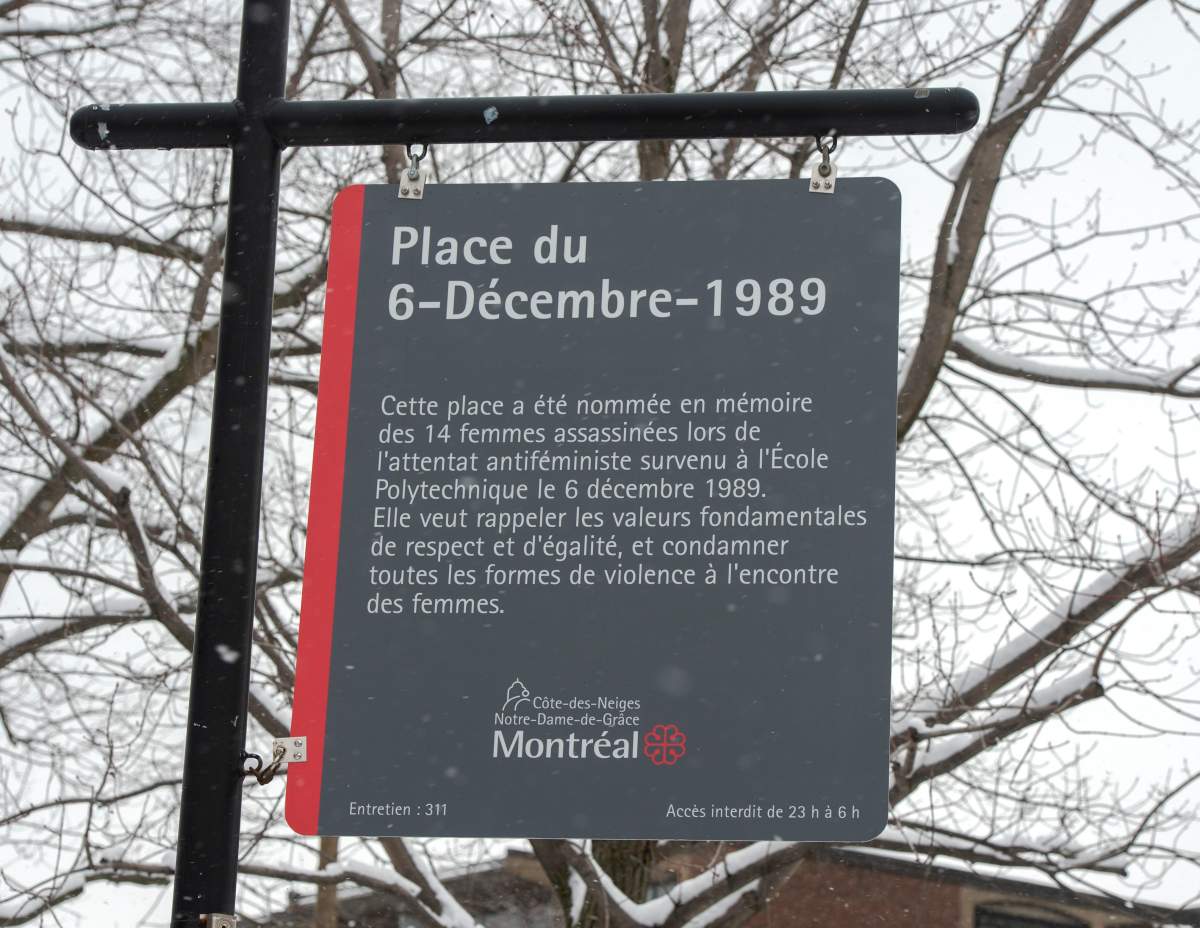 A new commemorative plaque was unveiled at Place du 6-décembre-1989 on Thursday to honour the 14 lives lost in the École Polytechnique massacre.
