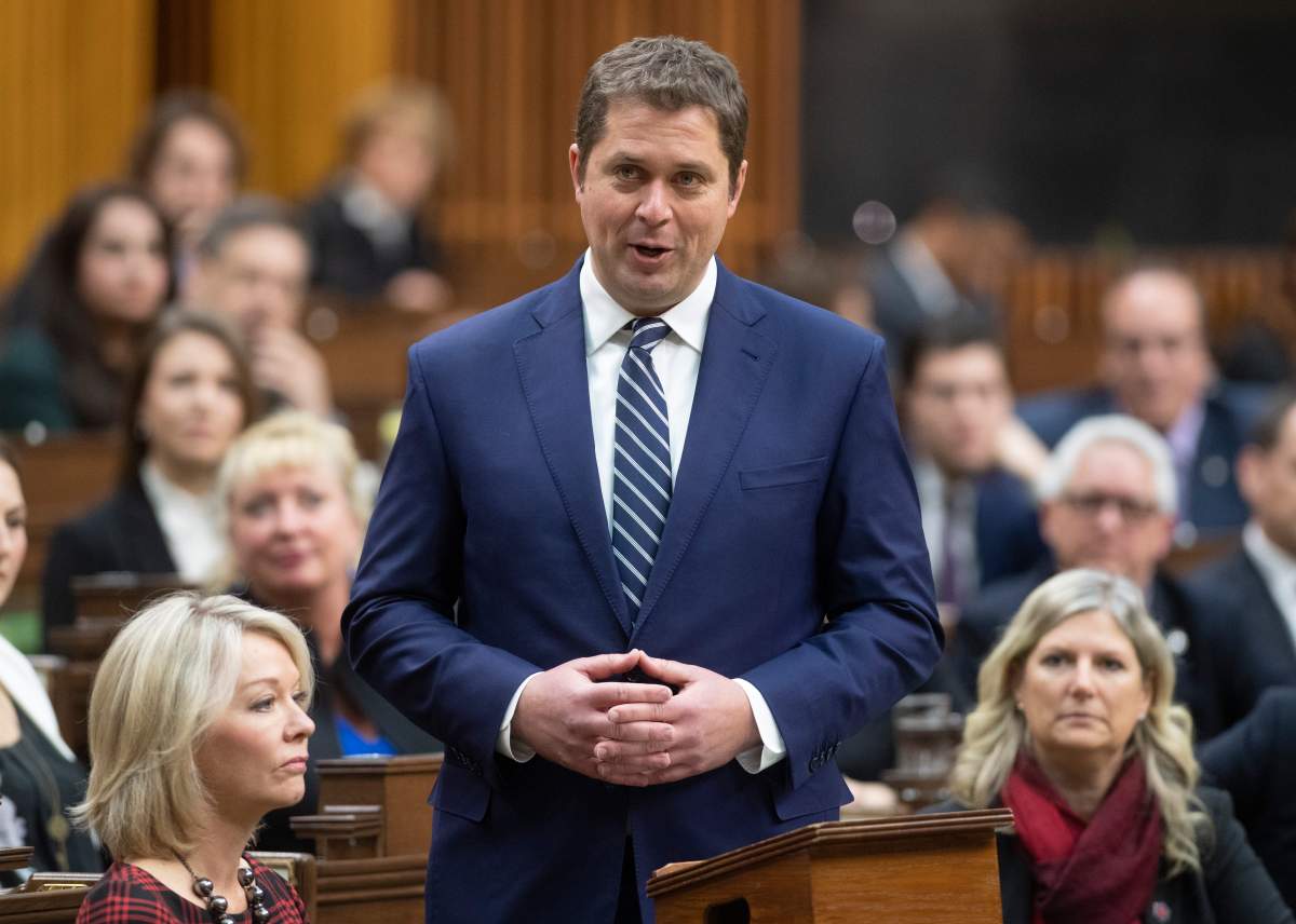 Leader of the Opposition Andrew Scheer announces he will step down as leader of the Conservatives, Thursday December 12, 2019 in the House of Commons in Ottawa.