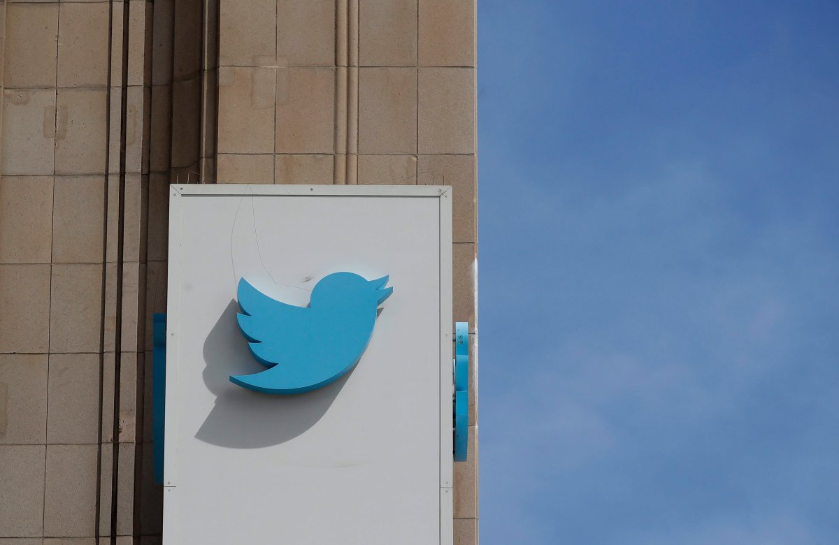 This July 9, 2019, file photo shows a sign outside of the Twitter office building in San Francisco. 