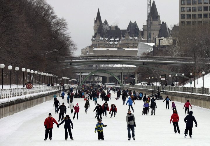 FILE PHOTO: The Chateau Laurier is seen behind skaters on the the Rideau Canal Skateway during the Winterlude Festival in Ottawa on Jan. 30, 2016.