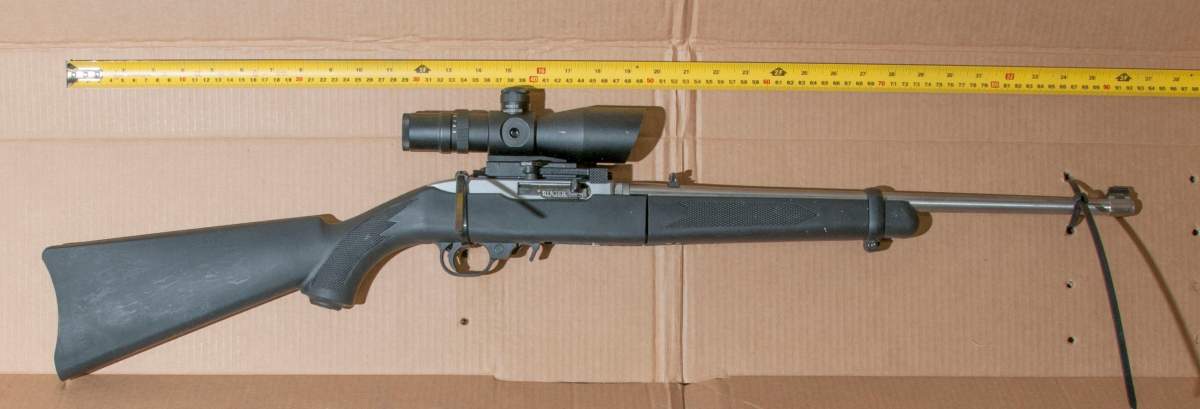 The .22 calibre rifle RCMP recovered from outside a Cochrane home following a lengthy standoff situation.