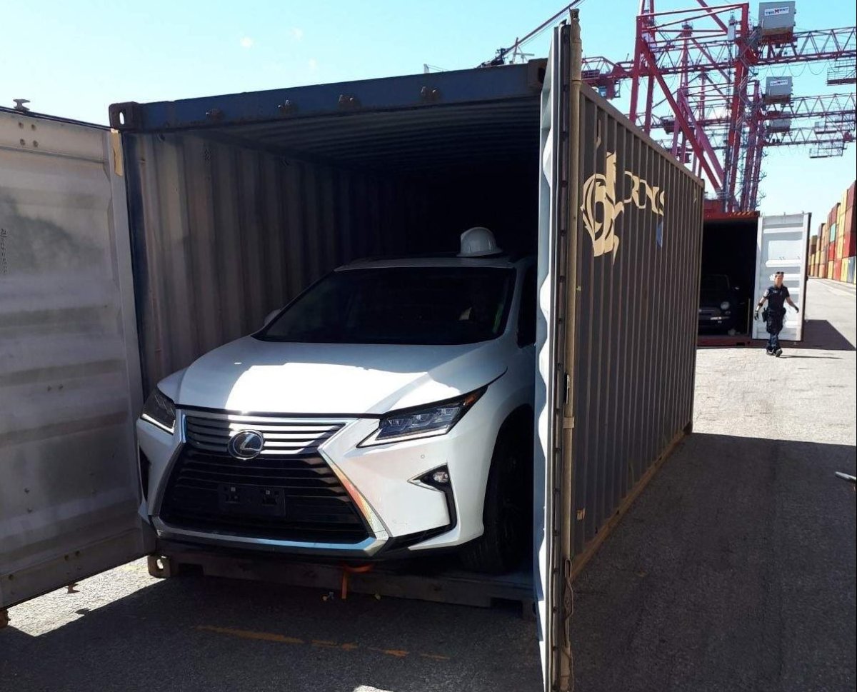 Ontario Provincial Police say the vehicles were being stolen from Ontario and shipped out of Port of Montreal to be sold as for parts in Africa.