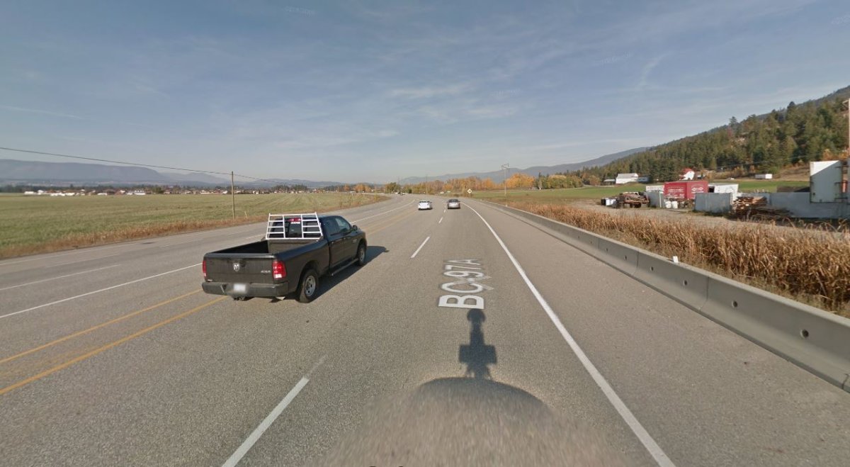 Highway 97A in Armstrong, B.C., shut down in both directions Sunday afternoon - image