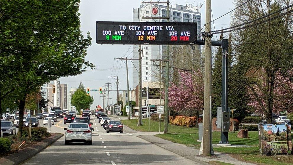 Three of the new signs have been installed to help commuters pick the least congested route downtown. 