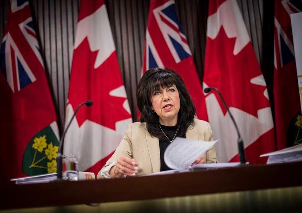 Ontario Auditor General Bonnie Lysyk speaks during a press conference at Queens Park after the release her 2019 annual report in Toronto on Wednesday December 4, 2019. The report highlighted that Ontario was not on track to acheiving it's emissions reductions targets. THE CANADIAN PRESS/Aaron Vincent Elkaim.