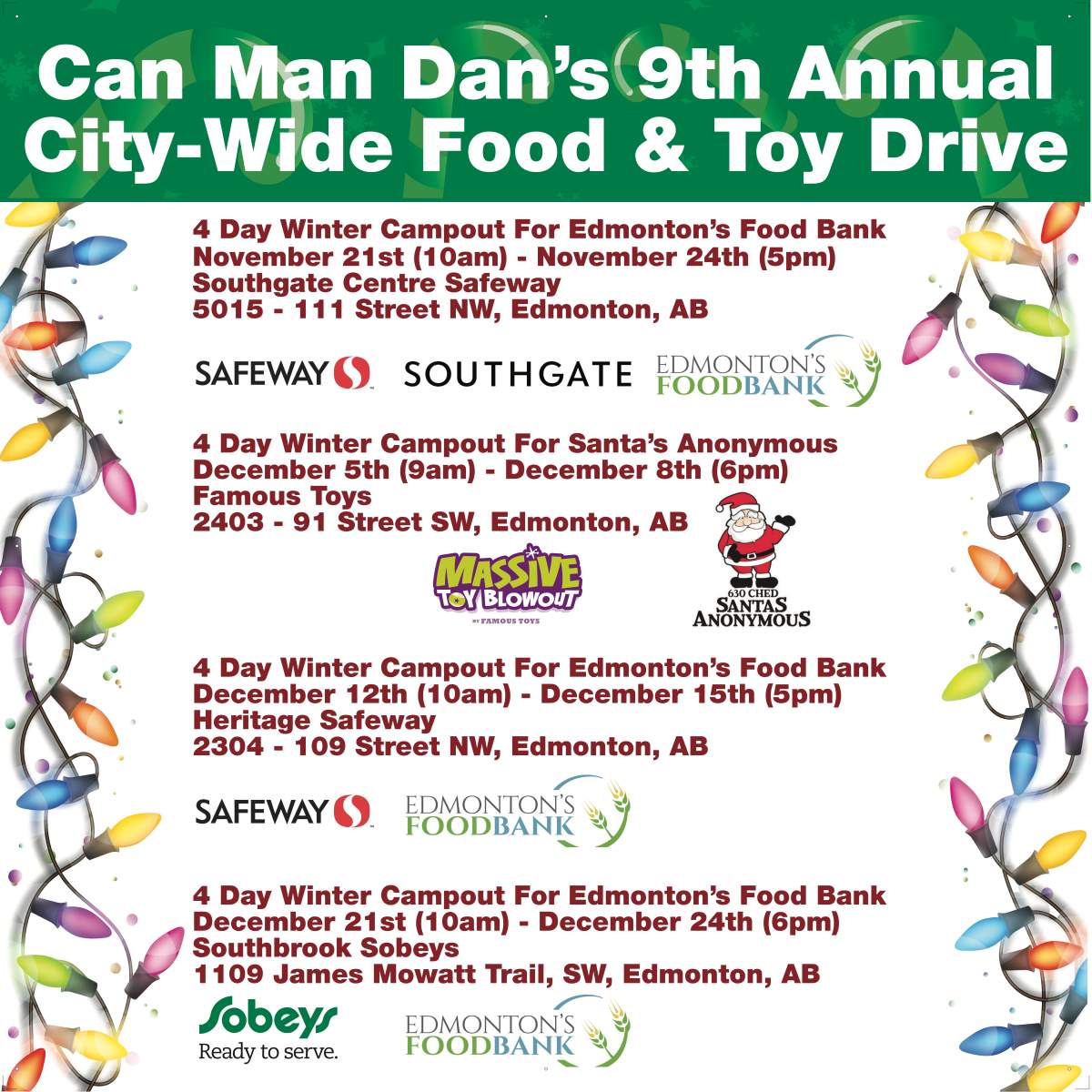 Can Man Dan camping in the cold to collect toys for 630 CHED Santas Anonymous - image