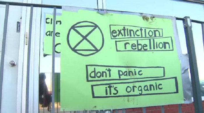 Another sign at the Extinction Rebellion protest at Premier Doug Ford\’s office in Etobicoke.