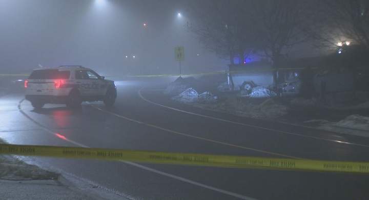 Police block off part of Sunny Meadow Boulevard late Wednesday.